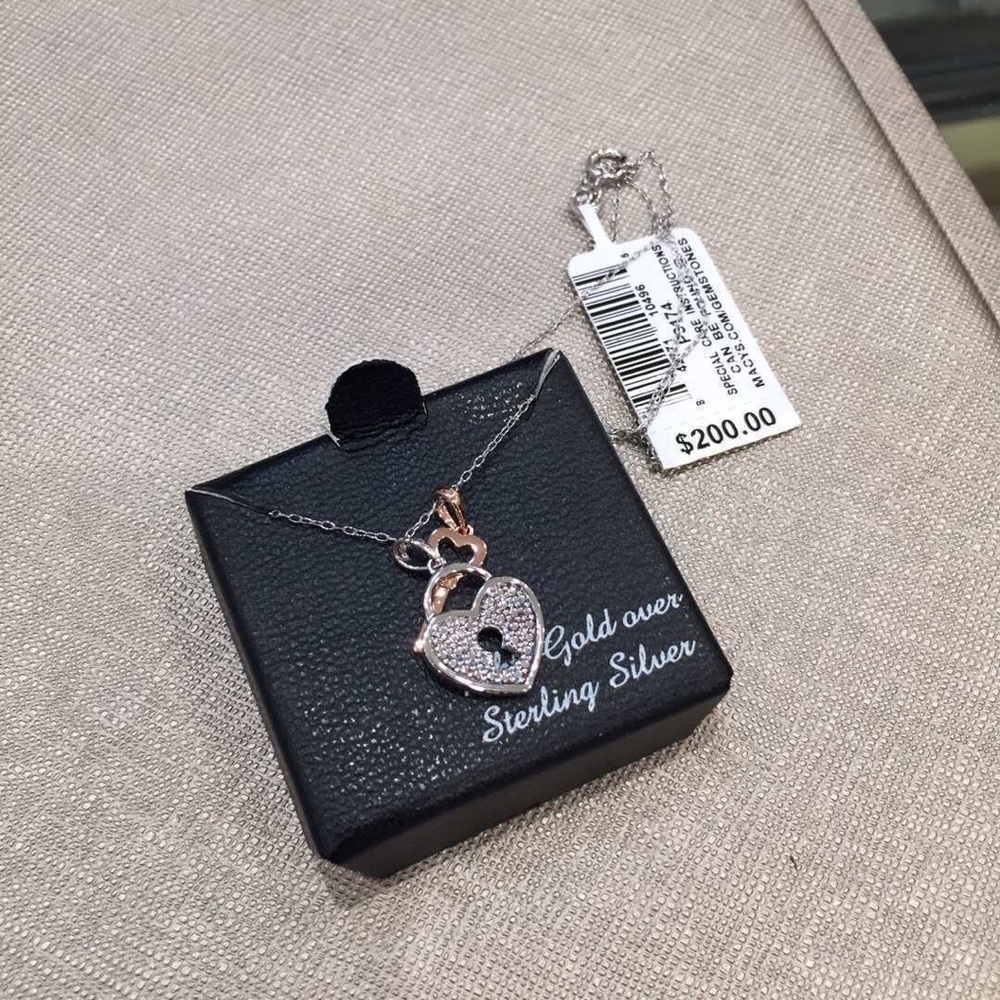 Diamond Necklace in Sterling Silver/14k Rose Gold